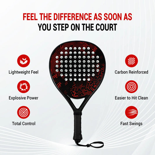 Hybrid Carbon Fiber Padel Racket Nebula Dot with High Resilience EVA Core - All Round Performance Racket