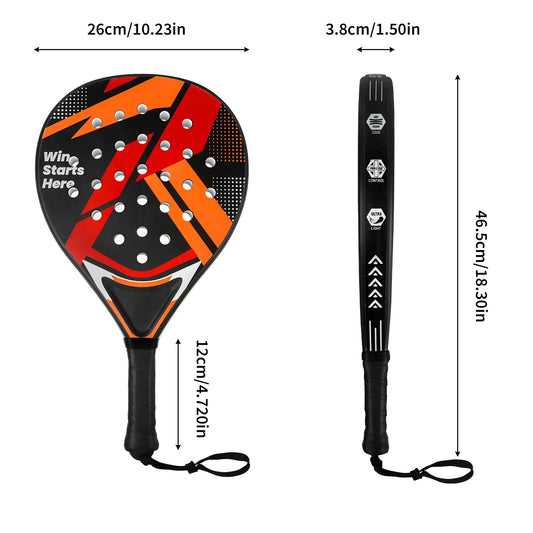 Padel Racket Set - Durable ABS Frame & High Rebound EVA Core, Adult Paddle Tennis Racquets with Non-Slip Grip, Includes 2 Balls & Carry Bag(Red and black)