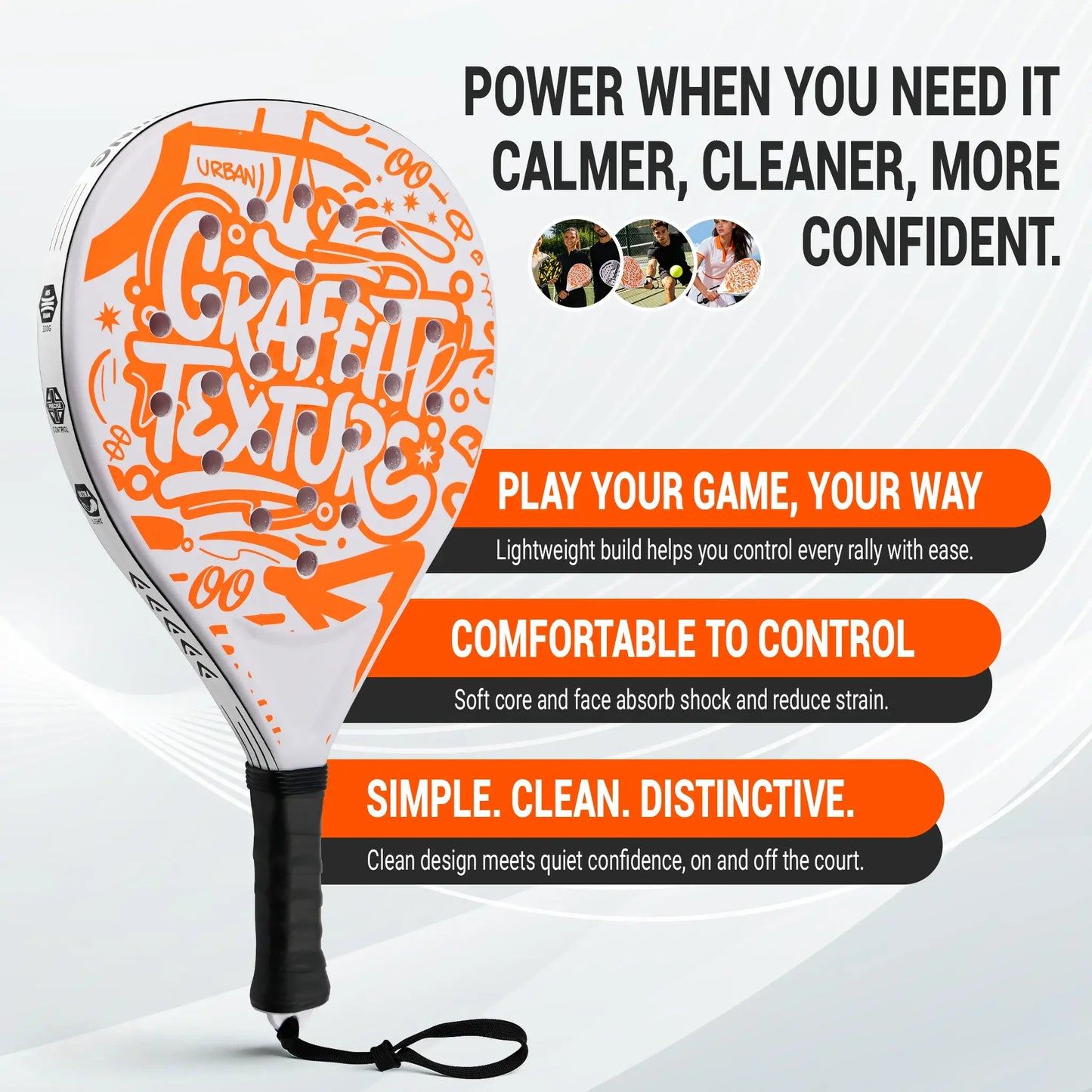 Padel Racket Set of 2 - Reinforced ABS Frame with Explosive EVA Rebound Core, Anti-Slip Grip Paddle Tennis Racquets, Includes 2 Balls & Carry Bag（Vibrant Orange）