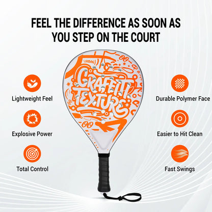 Padel Racket Set of 2 - Reinforced ABS Frame with Explosive EVA Rebound Core, Anti-Slip Grip Paddle Tennis Racquets, Includes 2 Balls & Carry Bag（Vibrant Orange）