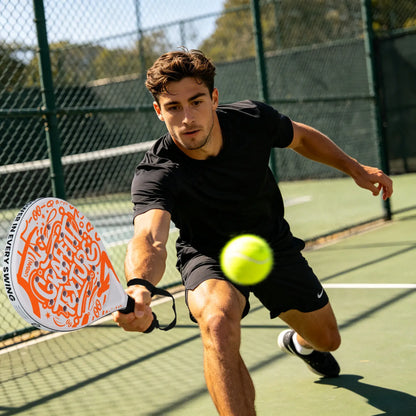 Padel Racket Set of 2 - Reinforced ABS Frame with Explosive EVA Rebound Core, Anti-Slip Grip Paddle Tennis Racquets, Includes 2 Balls & Carry Bag（Vibrant Orange）