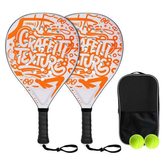 Padel Racket Set of 2 - Reinforced ABS Frame with Explosive EVA Rebound Core, Anti-Slip Grip Paddle Tennis Racquets, Includes 2 Balls & Carry Bag（Vibrant Orange）