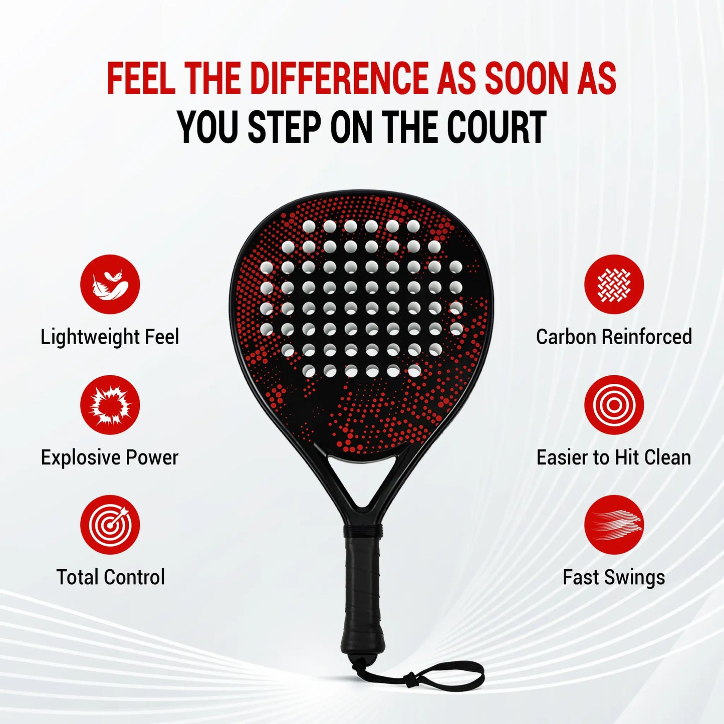 Hybrid Carbon Fiber Padel Racket Nebula Dot with High Resilience EVA Core - All Round Performance Racket