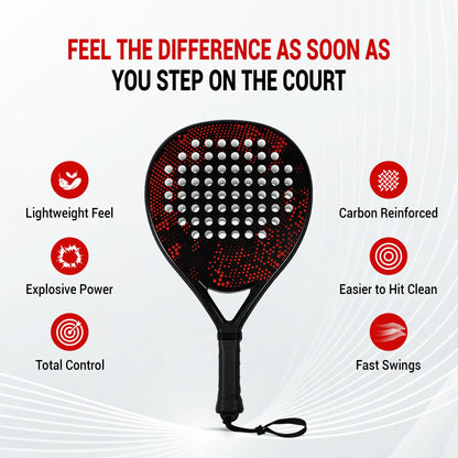Hybrid Carbon Fiber Padel Racket Nebula Dot with High Resilience EVA Core - All Round Performance Racket
