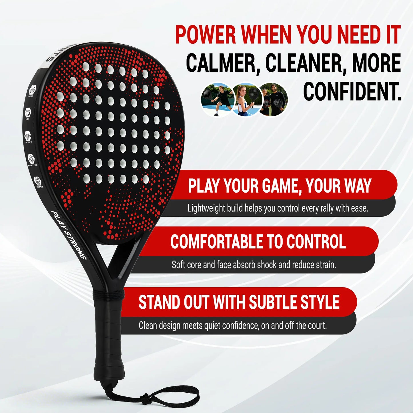 Hybrid Carbon Fiber Padel Racket Nebula Dot with High Resilience EVA Core - All Round Performance Racket