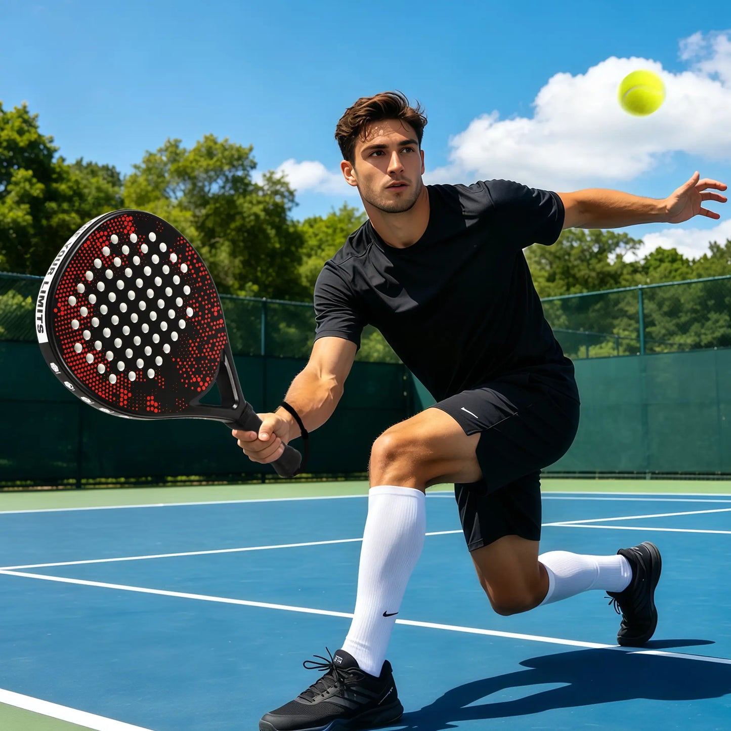 Hybrid Carbon Fiber Padel Racket Nebula Dot with High Resilience EVA Core - All Round Performance Racket