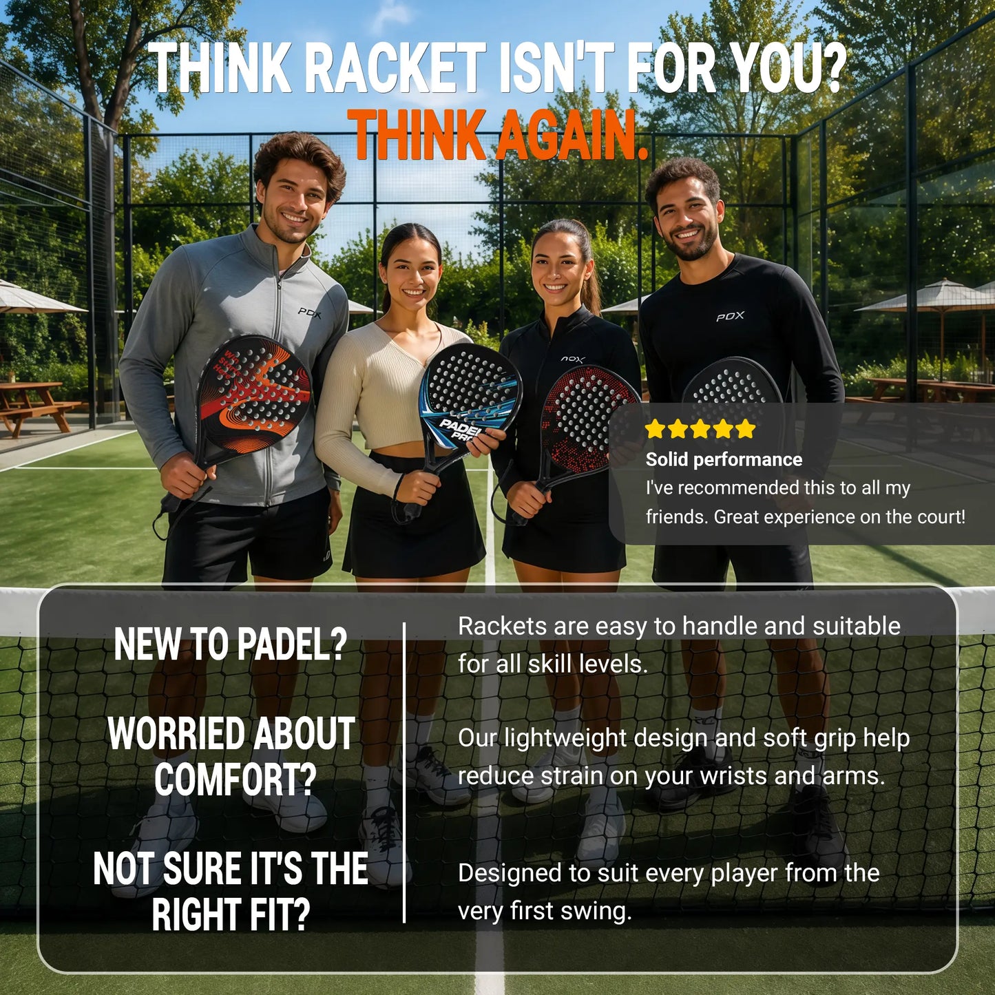 Hybrid Carbon Fiber Padel Racket Matte Blue Black with High Elasticity EVA Core - Lightweight Control Racket
