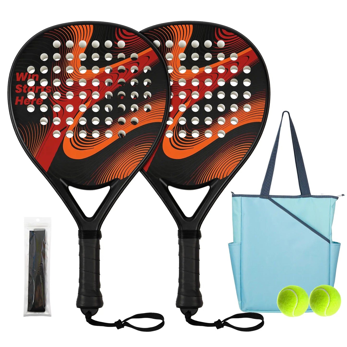 Hybrid Carbon Fiber Padel Racket Matte Red Black with High Rebound EVA Core - Explosive Power Spin Racket