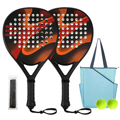 Hybrid Carbon Fiber Padel Racket Matte Red Black with High Rebound EVA Core - Explosive Power Spin Racket