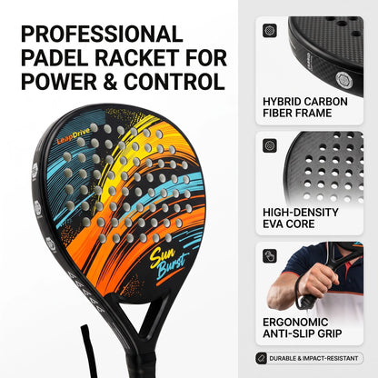 Premium Padel Racket Composite Carbon Fiber Face EVA Core – Balanced Power Control for Intermediate Advanced Players