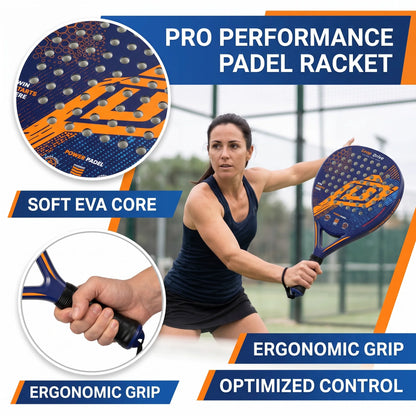 Lightweight Professional Padel Racket Carbon Fiber with EVA Core – Beginners Intermediate Advanced Ready