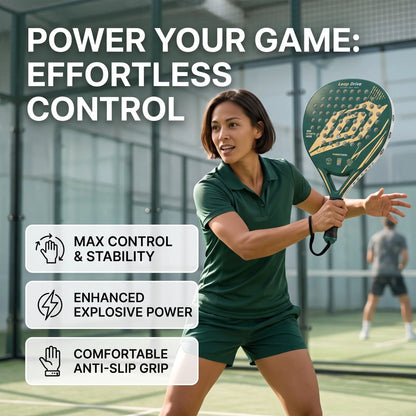 Composite Carbon Fiber EVA Padel Racket Adults – Smooth Rounded Edges Anti-Slip Surface Portable Court Use