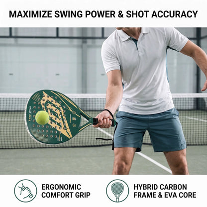 Composite Carbon Fiber EVA Padel Racket Adults – Smooth Rounded Edges Anti-Slip Surface Portable Court Use