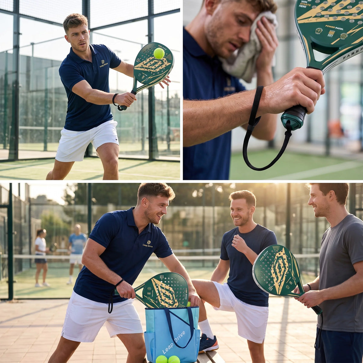 Composite Carbon Fiber EVA Padel Racket Adults – Smooth Rounded Edges Anti-Slip Surface Portable Court Use