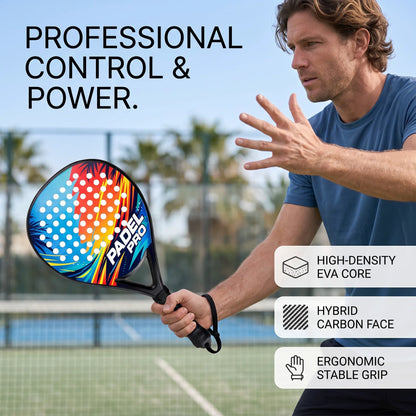 Professional Carbon Fiber Padel Racket with High-Density EVA Foam Core – Power & Control Hybrid Shape