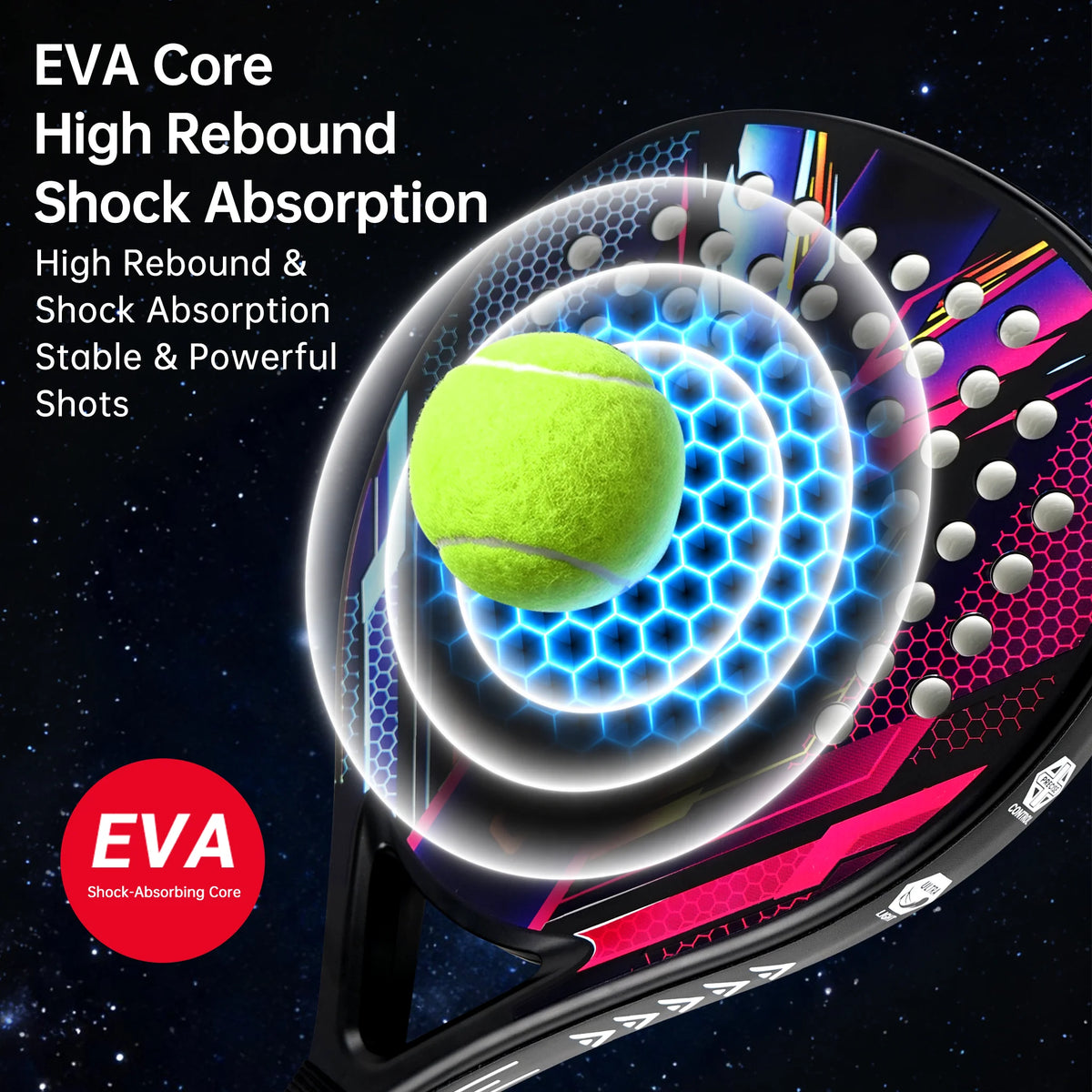 EVA Core Carbon Fiber Padel Racket – Anti-Vibration Ergonomic Grip for Training and Competition