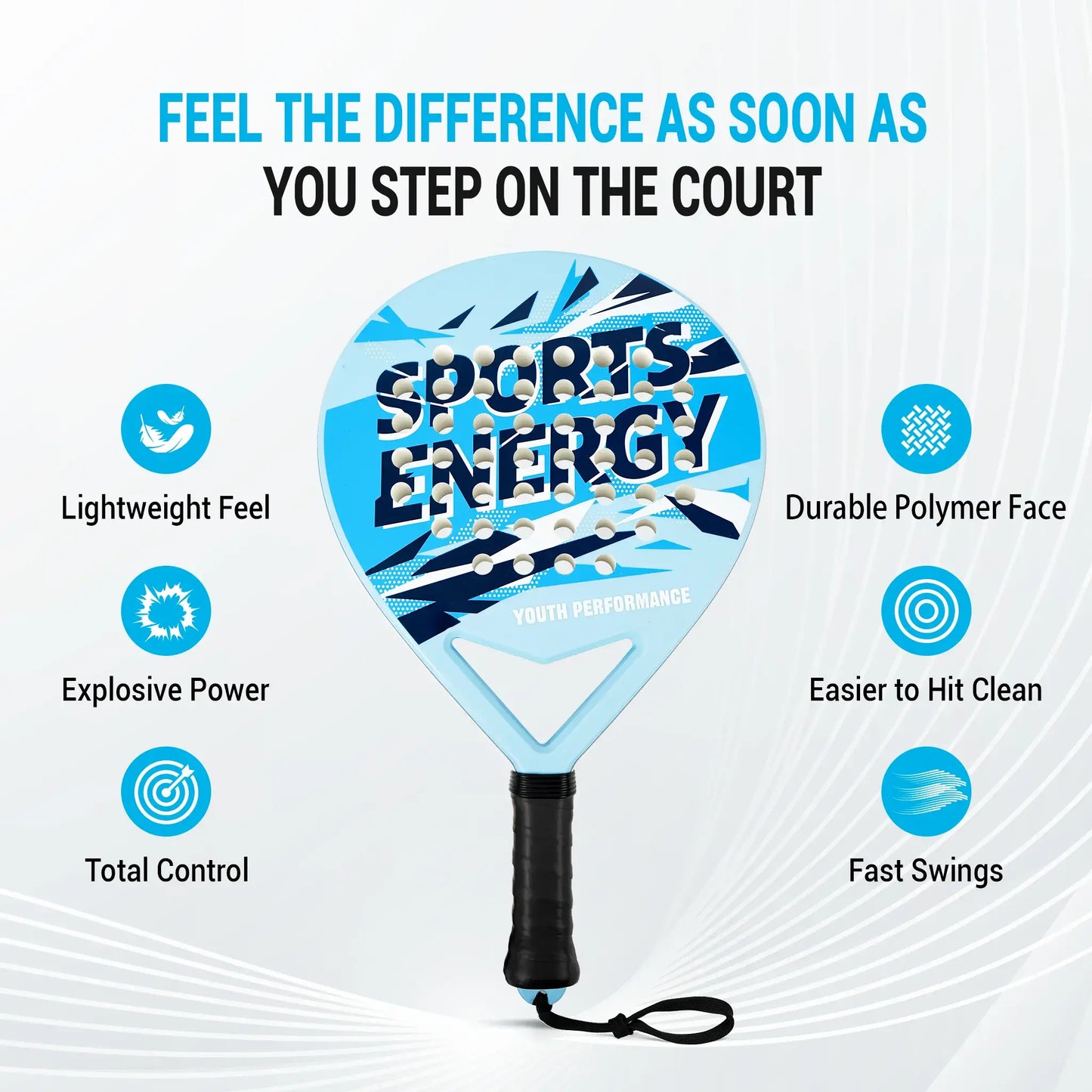 Junior Padel Rackets Set - Lightweight ABS Youth Paddle Tennis Racket with High Rebound EVA Foam Core for Kids & Teens(Teenage Blue)