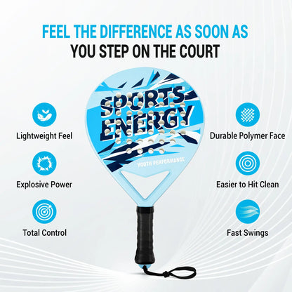 Junior Padel Rackets Set - Lightweight ABS Youth Paddle Tennis Racket with High Rebound EVA Foam Core for Kids & Teens(Teenage Blue)