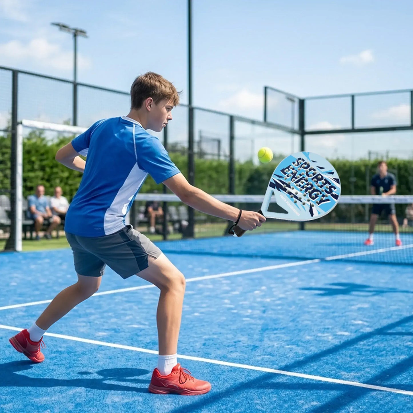 Junior Padel Rackets Set - Lightweight ABS Youth Paddle Tennis Racket with High Rebound EVA Foam Core for Kids & Teens(Teenage Blue)