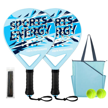Junior Padel Rackets Set - Lightweight ABS Youth Paddle Tennis Racket with High Rebound EVA Foam Core for Kids & Teens(Teenage Blue)
