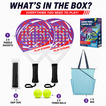 Youth Padel Tennis Racket Set - Durable ABS Junior Paddle with Anti-Slip Grip, Explosive Rebound & Break-Resistant Design(Pinkish purple)