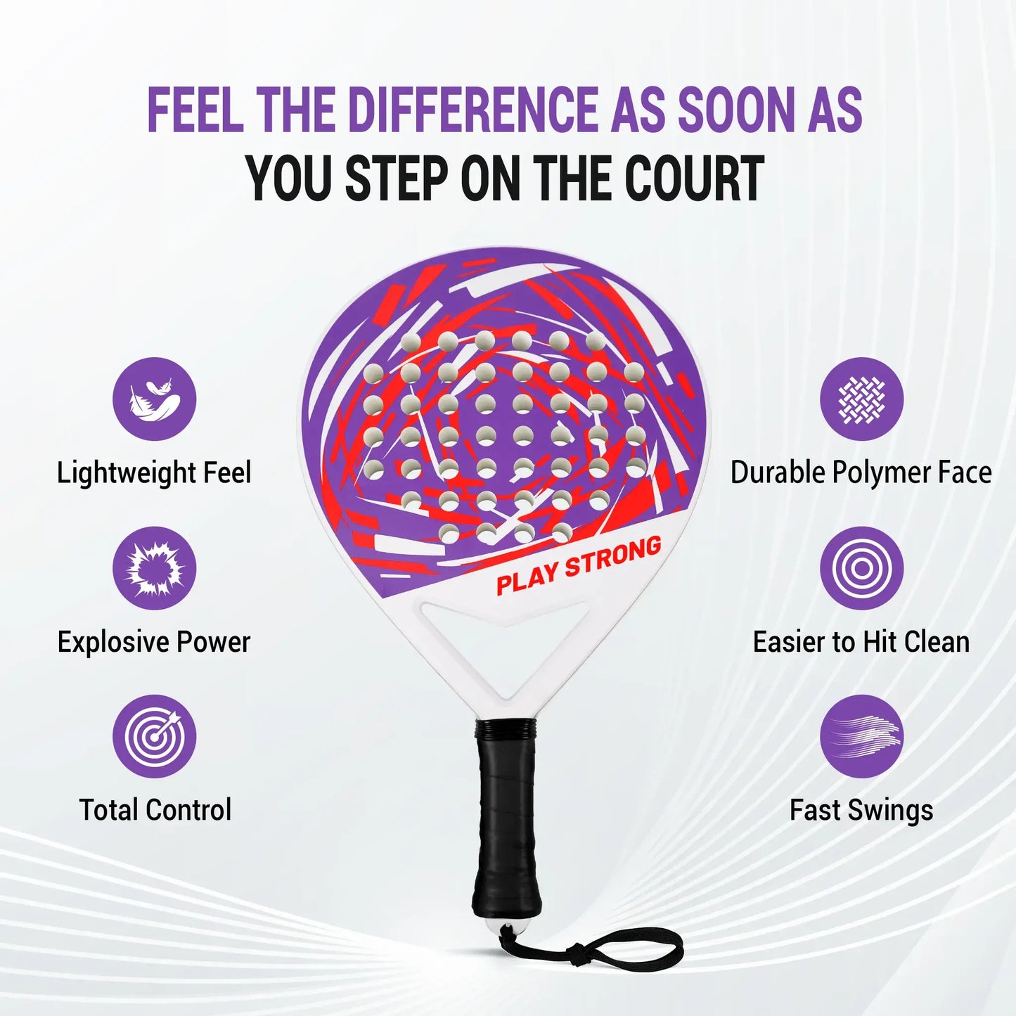 Youth Padel Tennis Racket Set - Durable ABS Junior Paddle with Anti-Slip Grip, Explosive Rebound & Break-Resistant Design(Pinkish purple)