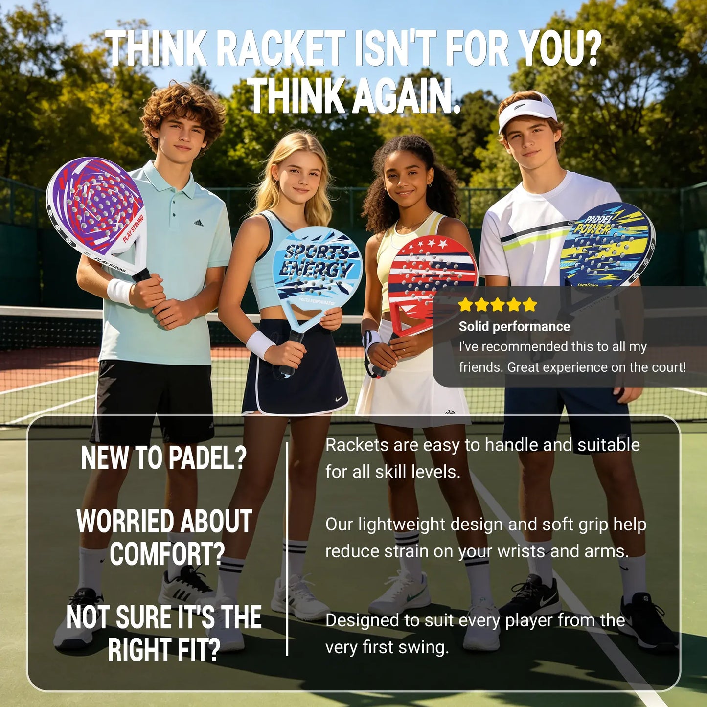 Youth Padel Tennis Racket Set - Durable ABS Junior Paddle with Anti-Slip Grip, Explosive Rebound & Break-Resistant Design(Pinkish purple)