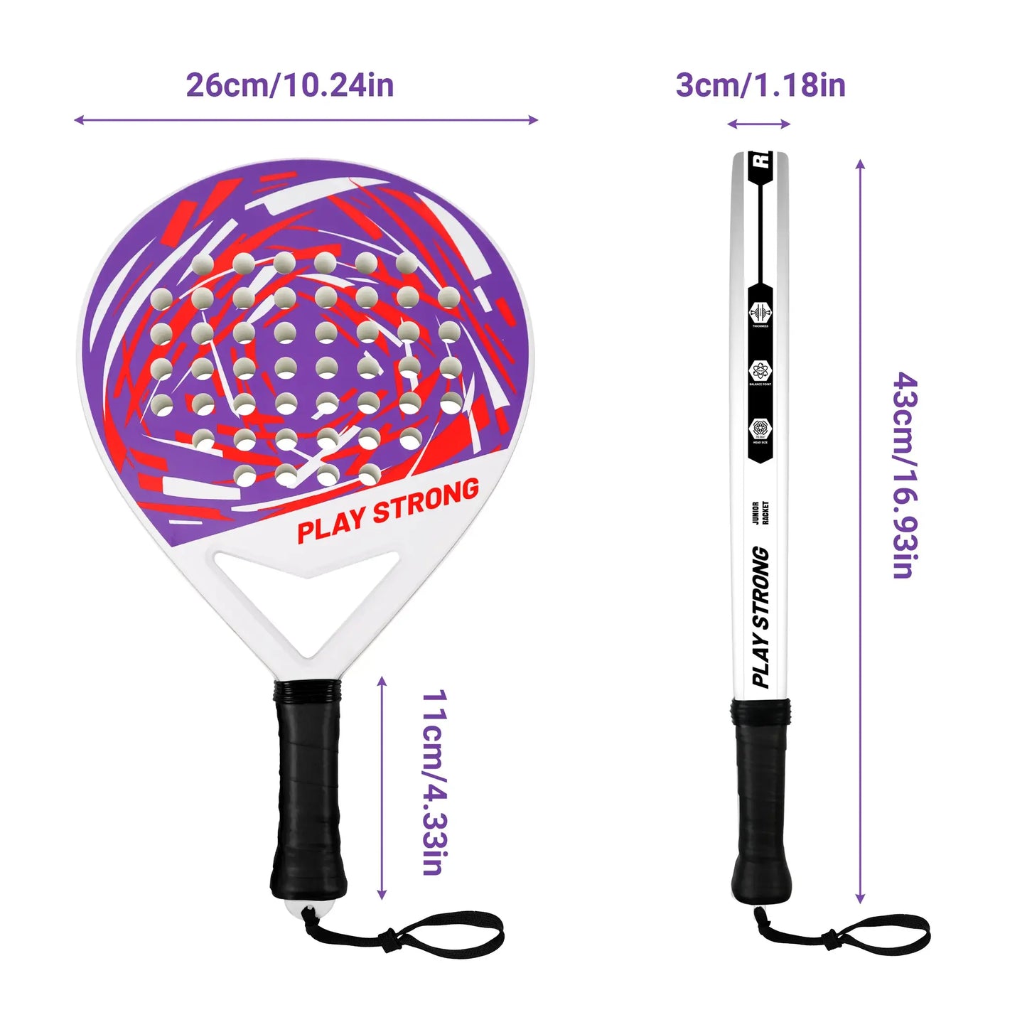 Youth Padel Tennis Racket Set - Durable ABS Junior Paddle with Anti-Slip Grip, Explosive Rebound & Break-Resistant Design(Pinkish purple)