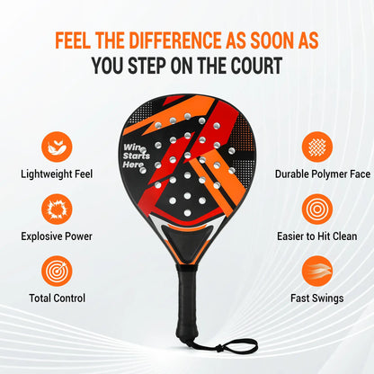 Padel Racket Set - Durable ABS Frame & High Rebound EVA Core, Adult Paddle Tennis Racquets with Non-Slip Grip, Includes 2 Balls & Carry Bag（Red and black）
