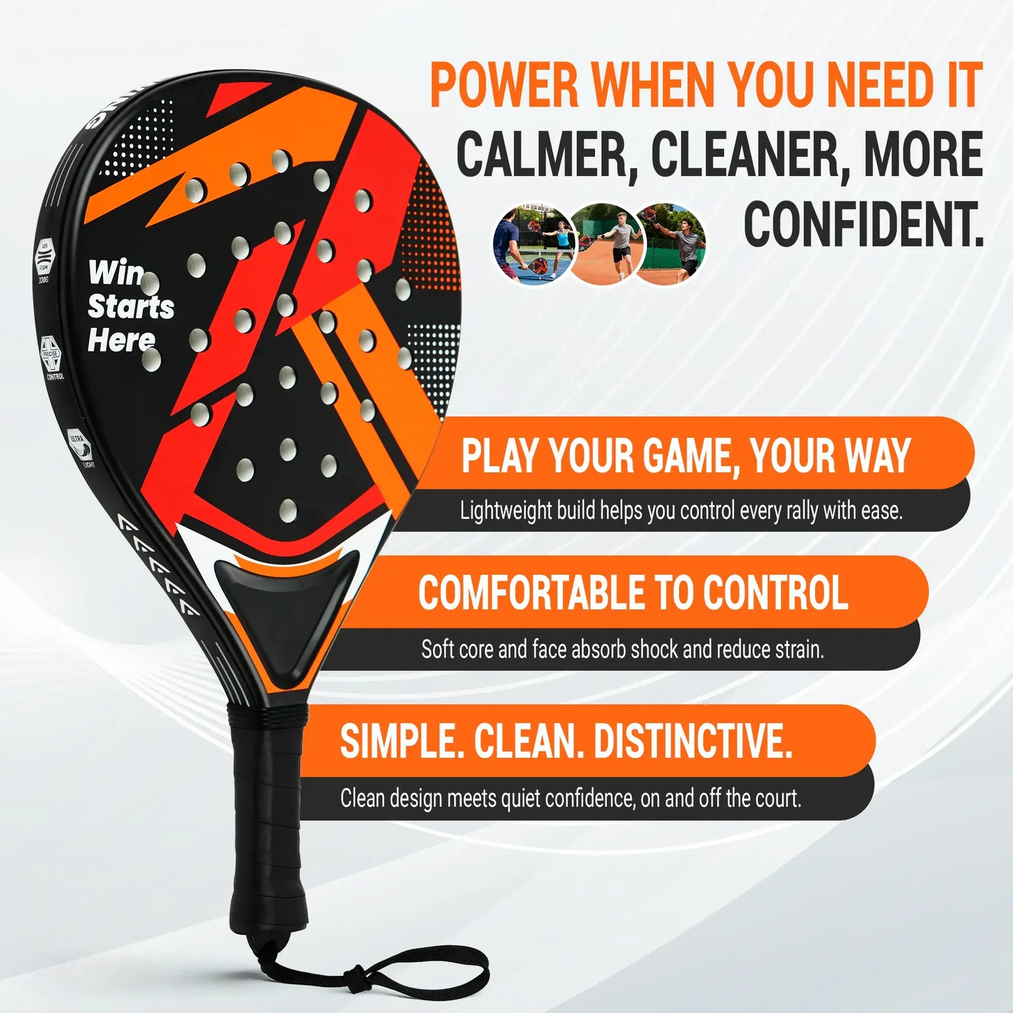 Padel Racket Set - Durable ABS Frame & High Rebound EVA Core, Adult Paddle Tennis Racquets with Non-Slip Grip, Includes 2 Balls & Carry Bag（Red and black）