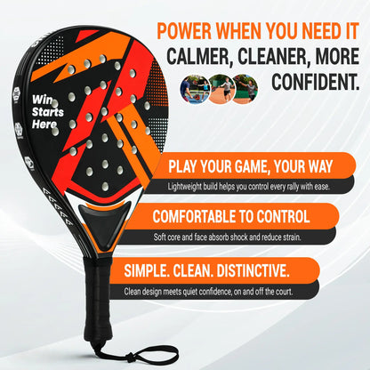 Padel Racket Set - Durable ABS Frame & High Rebound EVA Core, Adult Paddle Tennis Racquets with Non-Slip Grip, Includes 2 Balls & Carry Bag（Red and black）