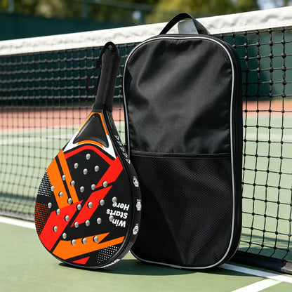 Padel Racket Set - Durable ABS Frame & High Rebound EVA Core, Adult Paddle Tennis Racquets with Non-Slip Grip, Includes 2 Balls & Carry Bag（Red and black）