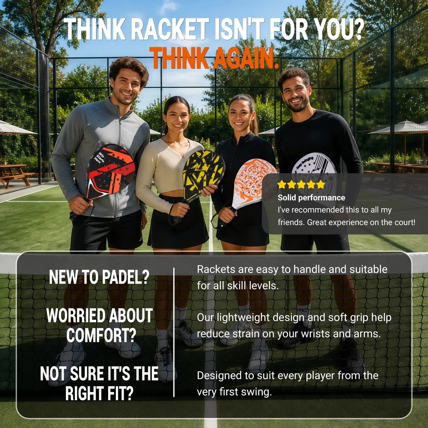 Padel Racket Set - Durable ABS Frame & High Rebound EVA Core, Adult Paddle Tennis Racquets with Non-Slip Grip, Includes 2 Balls & Carry Bag（Red and black）
