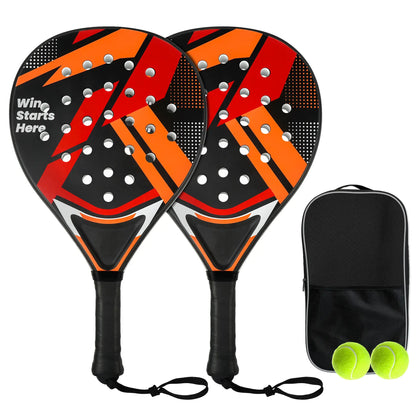 Padel Racket Set - Durable ABS Frame & High Rebound EVA Core, Adult Paddle Tennis Racquets with Non-Slip Grip, Includes 2 Balls & Carry Bag（Red and black）