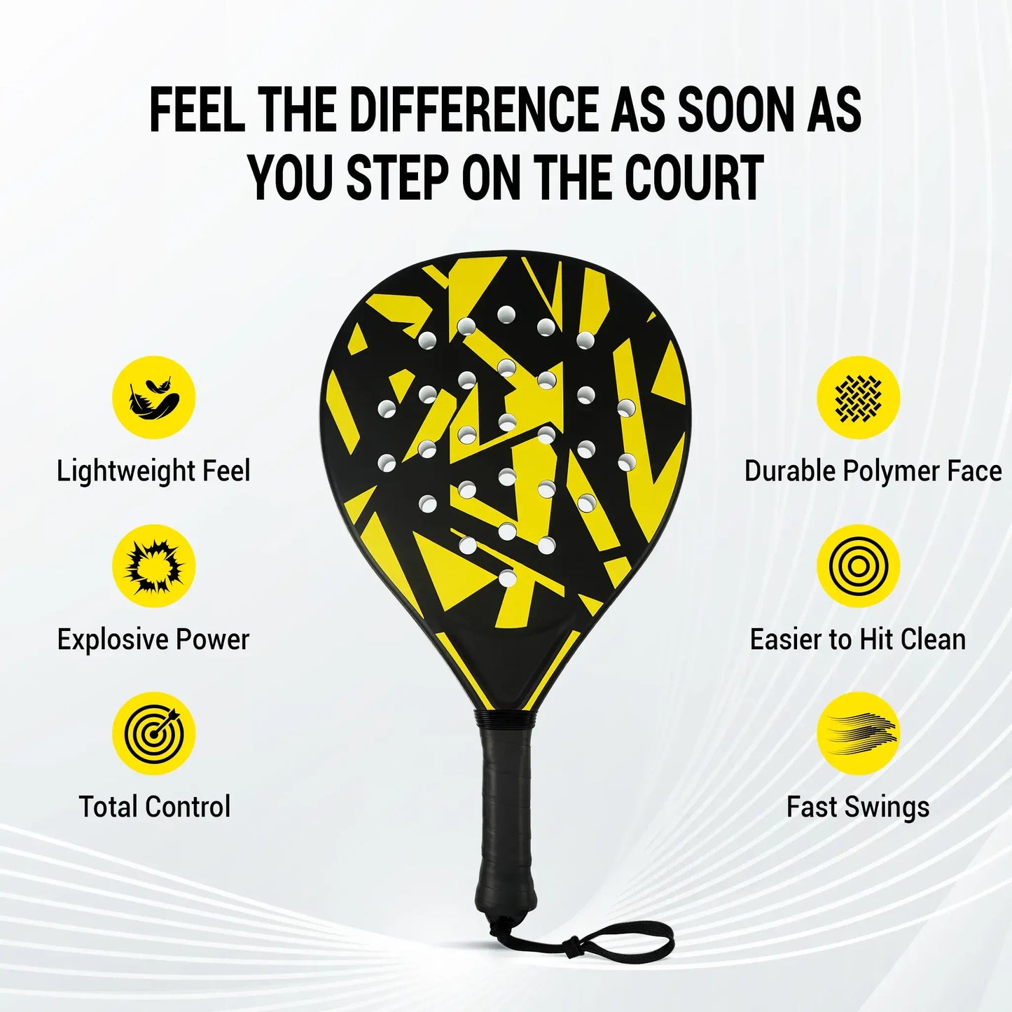 Padel Rackets Set - Strong ABS Construction & High Resilience EVA Core, Power & Control Paddle Tennis Racquets, Includes 2 Balls & Carry Bag（Yellow and Black ）