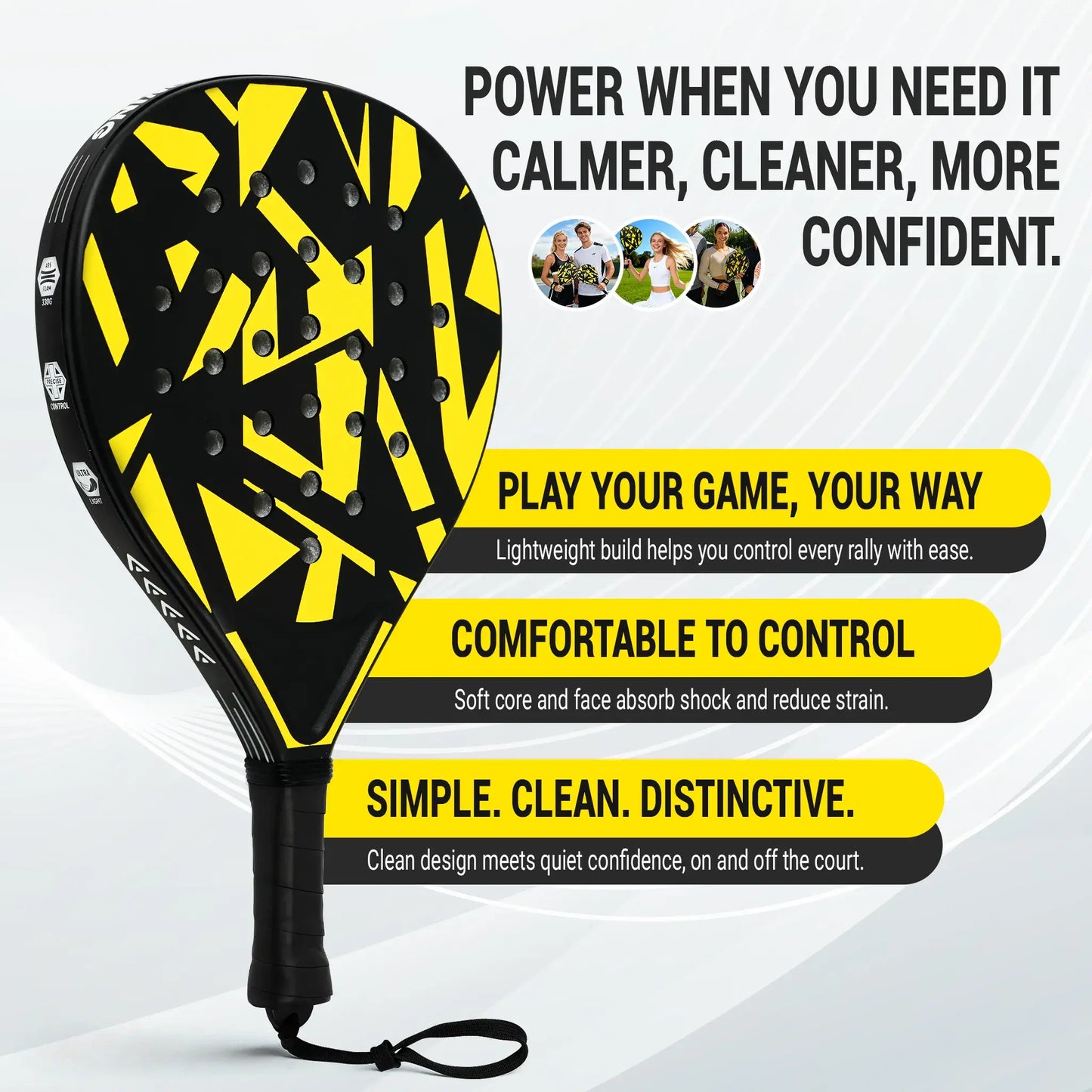 Padel Rackets Set - Strong ABS Construction & High Resilience EVA Core, Power & Control Paddle Tennis Racquets, Includes 2 Balls & Carry Bag（Yellow and Black ）