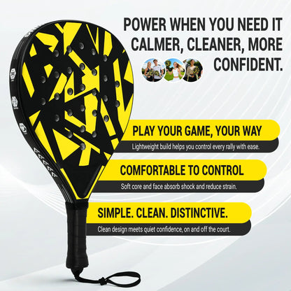Padel Rackets Set - Strong ABS Construction & High Resilience EVA Core, Power & Control Paddle Tennis Racquets, Includes 2 Balls & Carry Bag（Yellow and Black ）