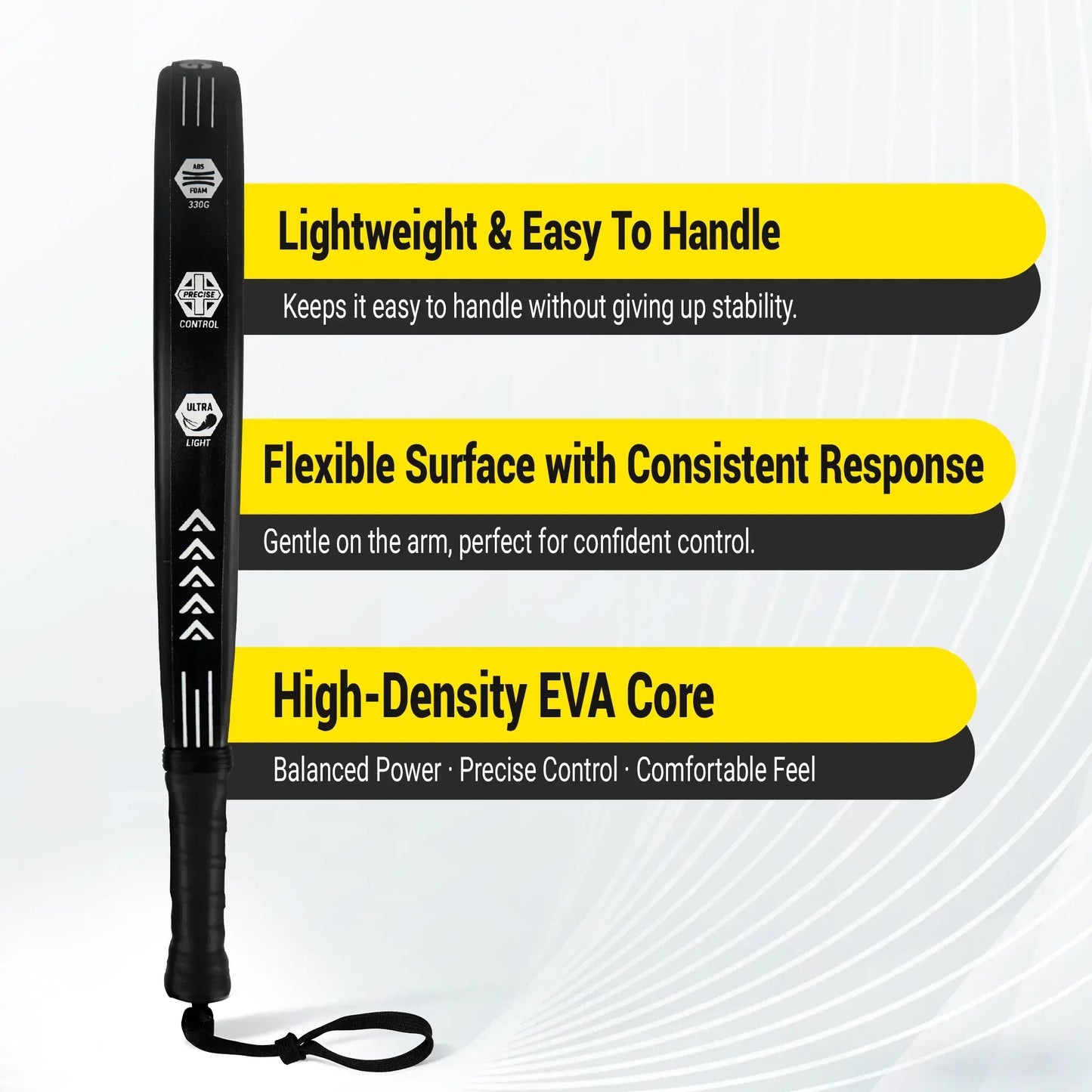 Padel Rackets Set - Strong ABS Construction & High Resilience EVA Core, Power & Control Paddle Tennis Racquets, Includes 2 Balls & Carry Bag（Yellow and Black ）