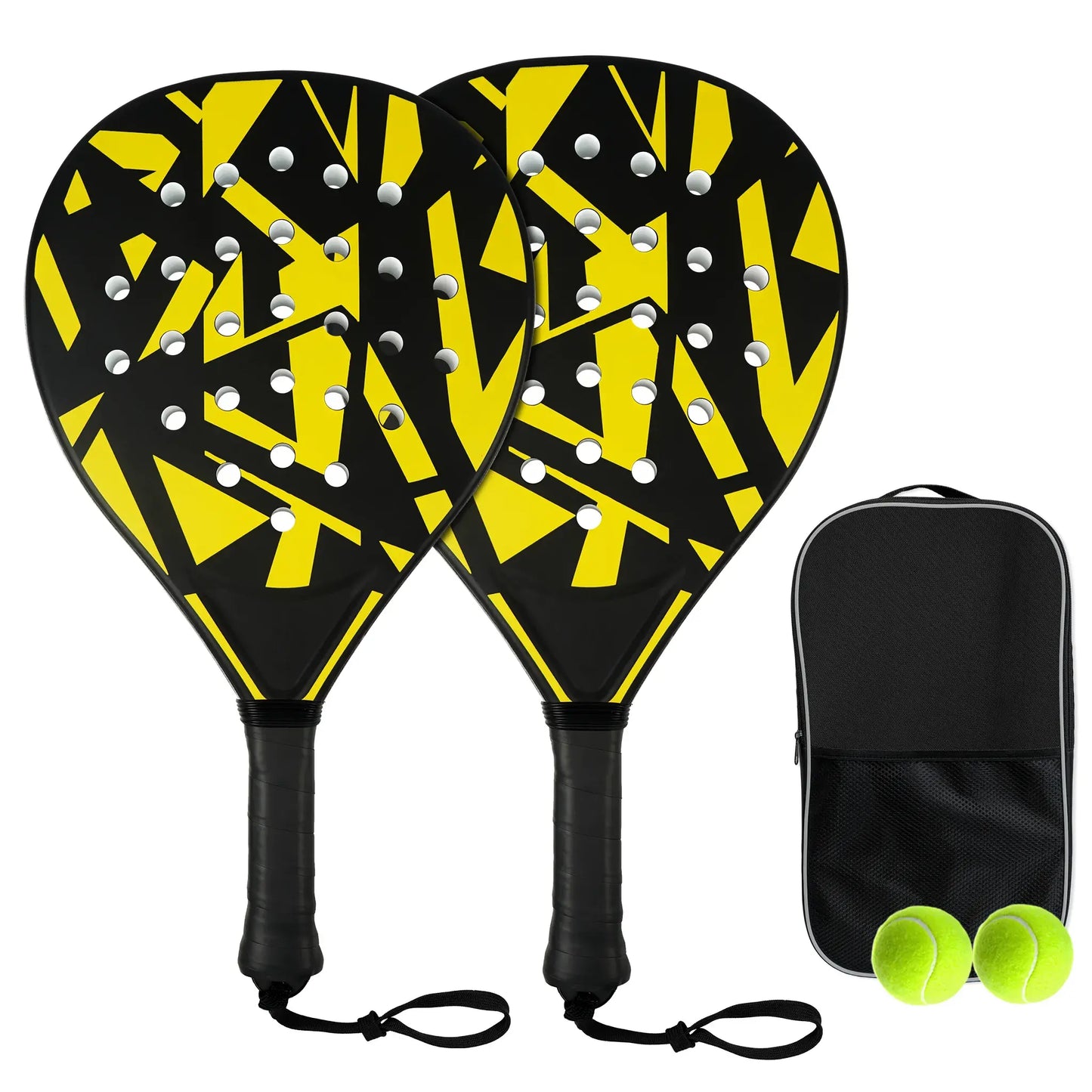 Padel Rackets Set - Strong ABS Construction & High Resilience EVA Core, Power & Control Paddle Tennis Racquets, Includes 2 Balls & Carry Bag（Yellow and Black ）