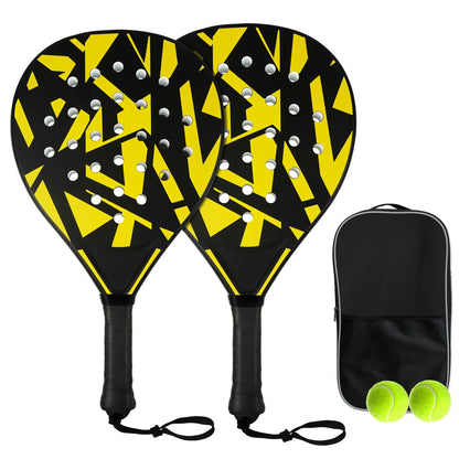 Padel Rackets Set - Strong ABS Construction & High Resilience EVA Core, Power & Control Paddle Tennis Racquets, Includes 2 Balls & Carry Bag（Yellow and Black ）