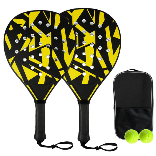 Padel Rackets Set - Strong ABS Construction & High Resilience EVA Core, Power & Control Paddle Tennis Racquets, Includes 2 Balls & Carry Bag（Yellow and Black ）