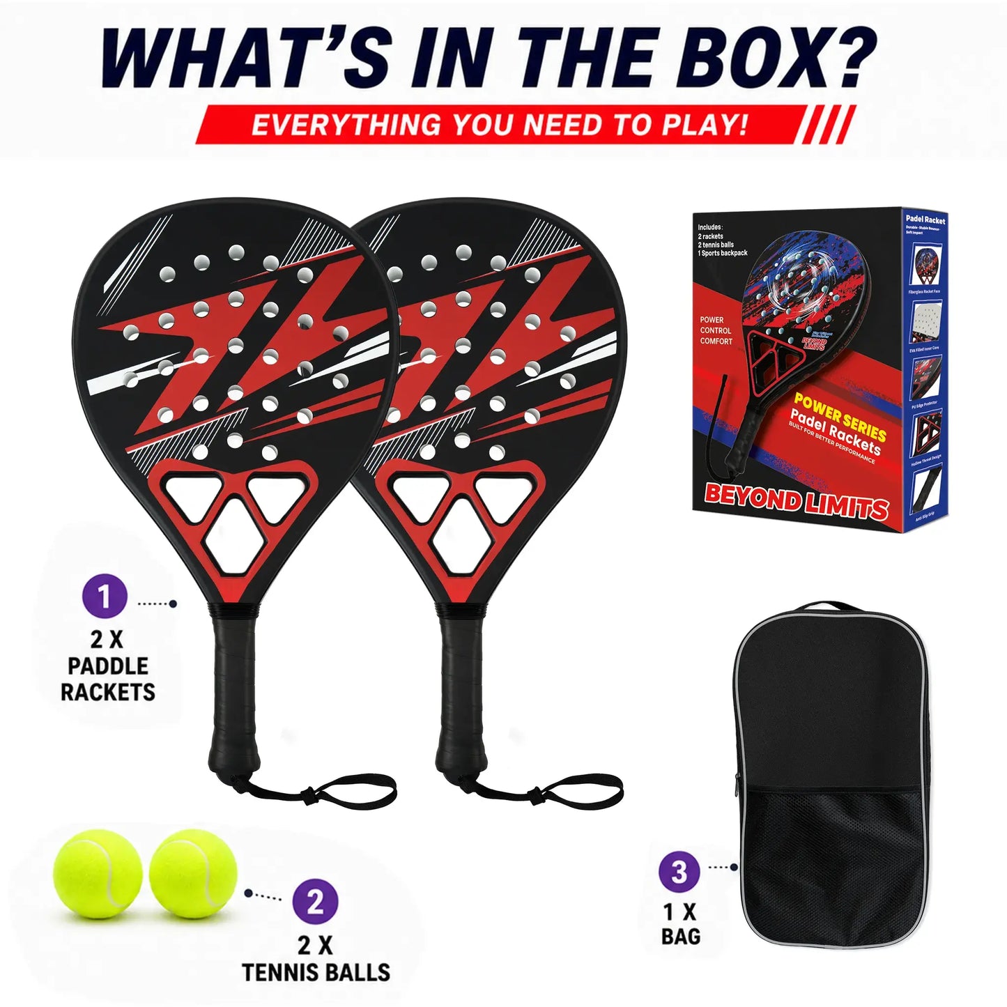 Lightweight Padel Tennis Racket - Premium Glass Fiber Padle Racket with High Resilience EVA Core and Non-Slip Handle(Tornado version)