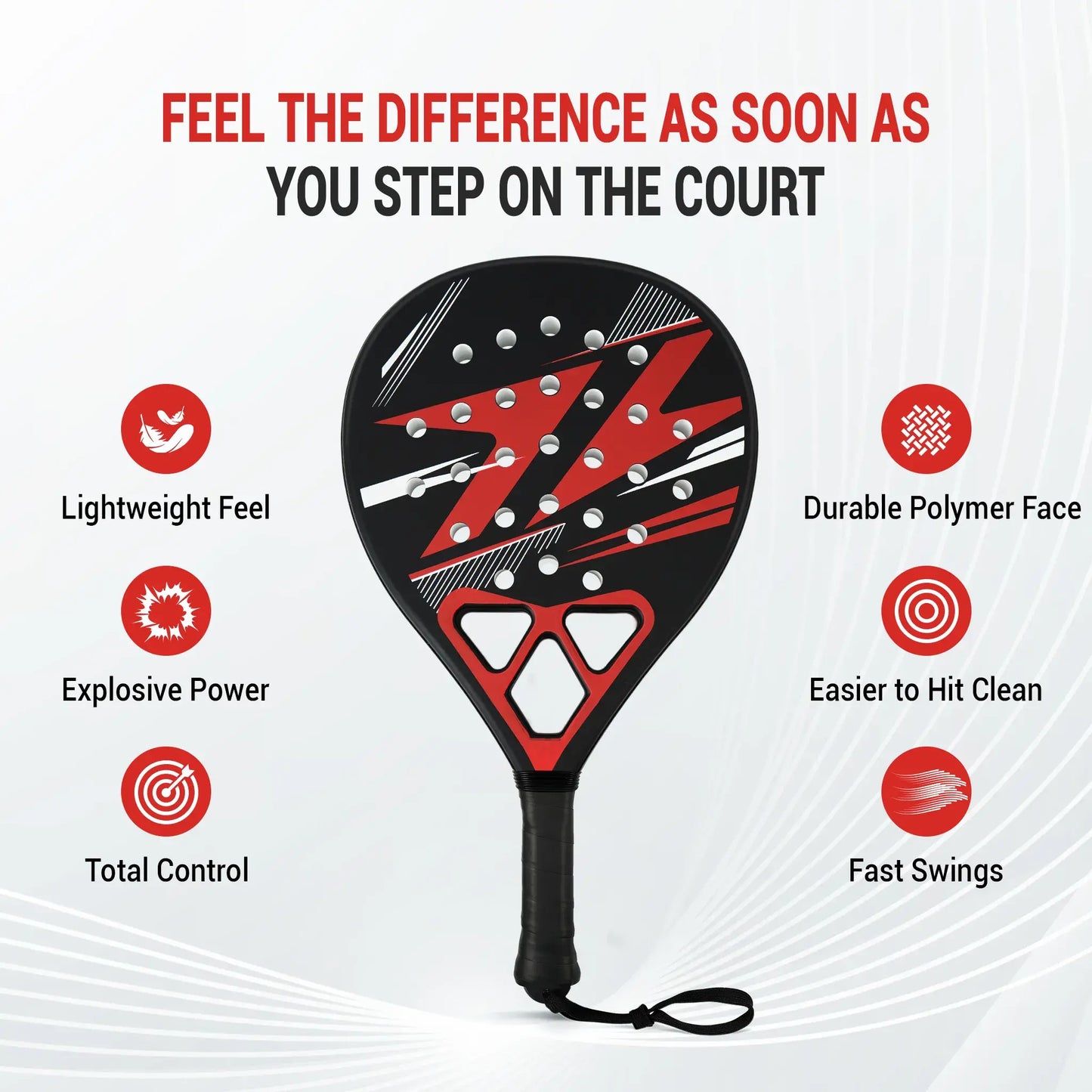 Lightweight Padel Tennis Racket - Premium Glass Fiber Padle Racket with High Resilience EVA Core and Non-Slip Handle(Tornado version)