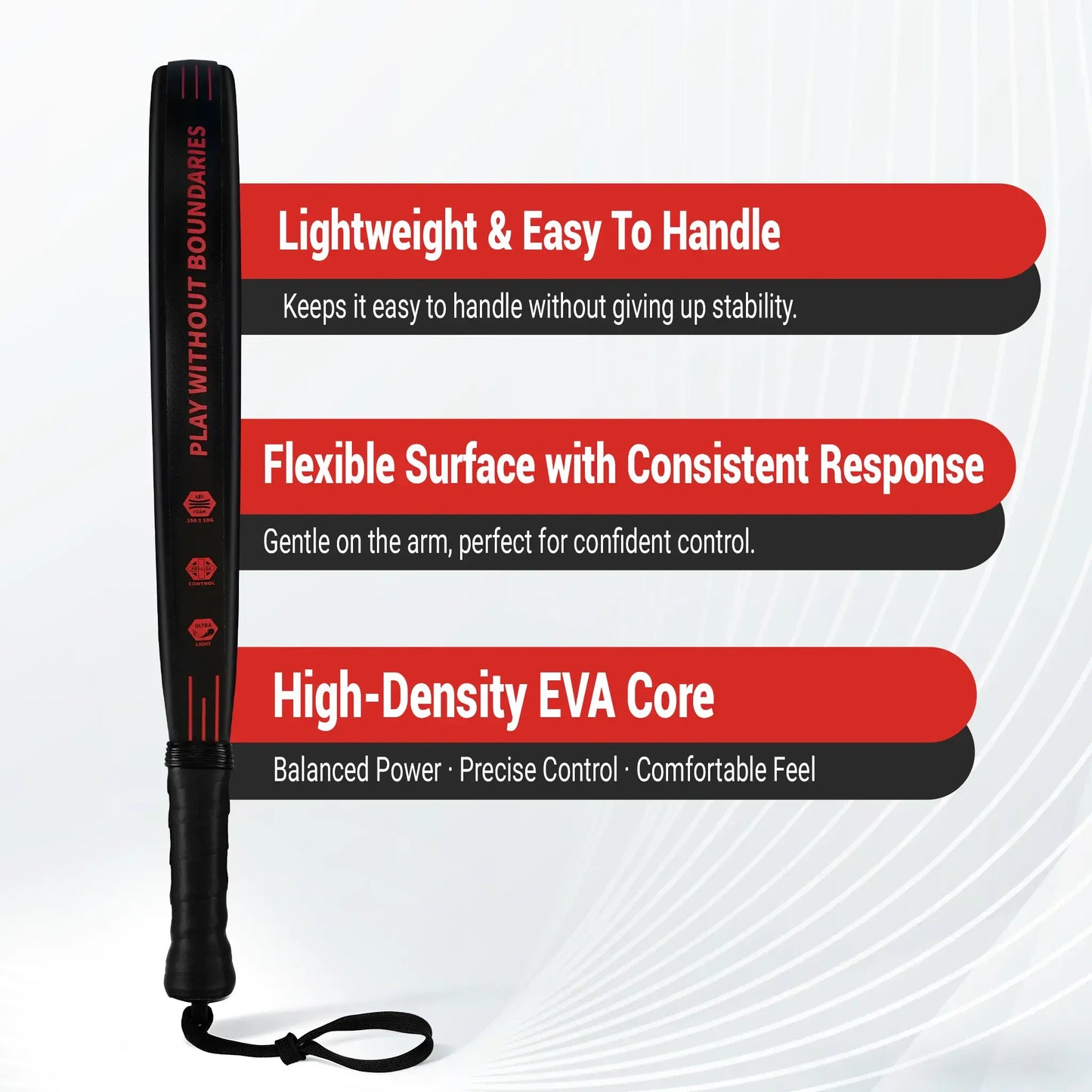 Lightweight Padel Tennis Racket - Premium Glass Fiber Padle Racket with High Resilience EVA Core and Non-Slip Handle(Tornado version)