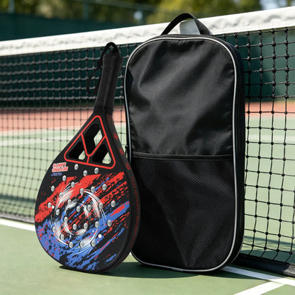 Professional Padel Tennis Racket - Strong Glass Fiber Frame, High Rebound EVA Core & Secure Anti-Slip Handle Paddle(Classic red and black)