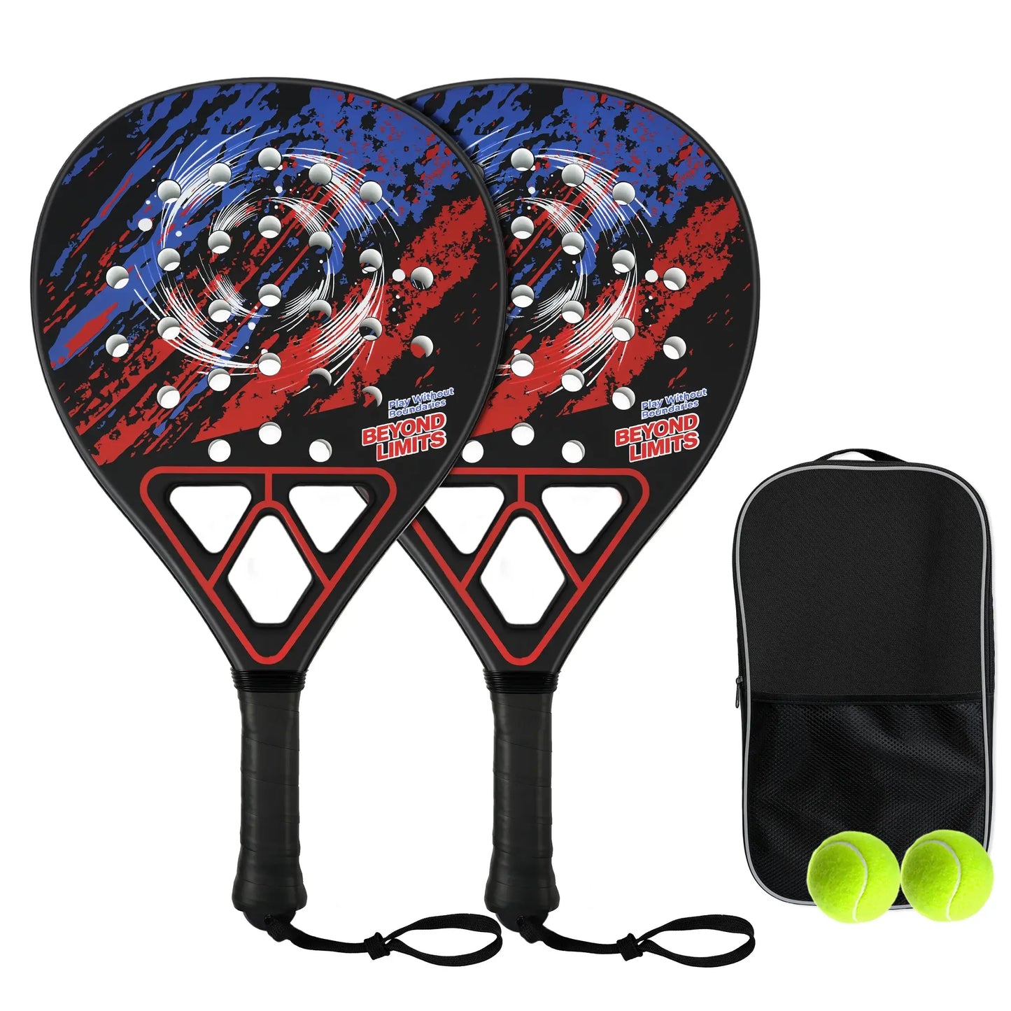 Professional Padel Tennis Racket - Strong Glass Fiber Frame, High Rebound EVA Core & Secure Anti-Slip Handle Paddle(Classic red and black)