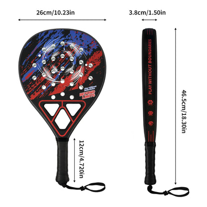 Professional Padel Tennis Racket - Strong Glass Fiber Frame, High Rebound EVA Core & Secure Anti-Slip Handle Paddle(Classic red and black)