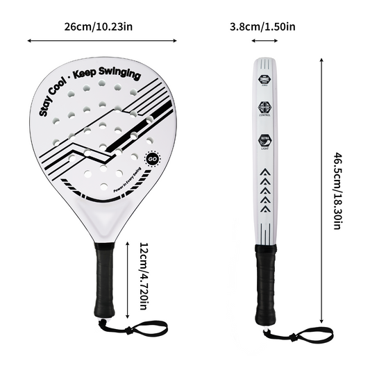 Durable Padel Rackets Set of 2 - Heavy-Duty ABS Surface & Power EVA Core, Secure Non-Slip Handle, Complete Kit with 2 Balls & Travel Bag（Black and White Strings）