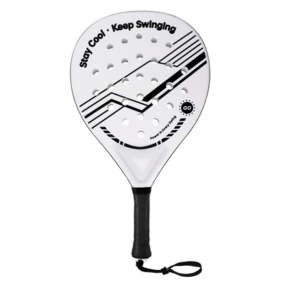 Durable Padel Rackets Set of 2 - Heavy-Duty ABS Surface & Power EVA Core, Secure Non-Slip Handle, Complete Kit with 2 Balls & Travel Bag（Black and White Strings）