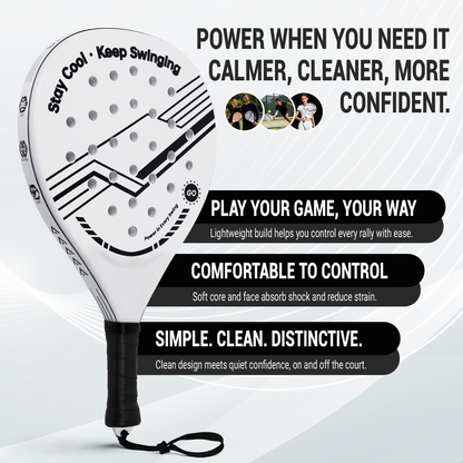 Durable Padel Rackets Set of 2 - Heavy-Duty ABS Surface & Power EVA Core, Secure Non-Slip Handle, Complete Kit with 2 Balls & Travel Bag（Black and White Strings）